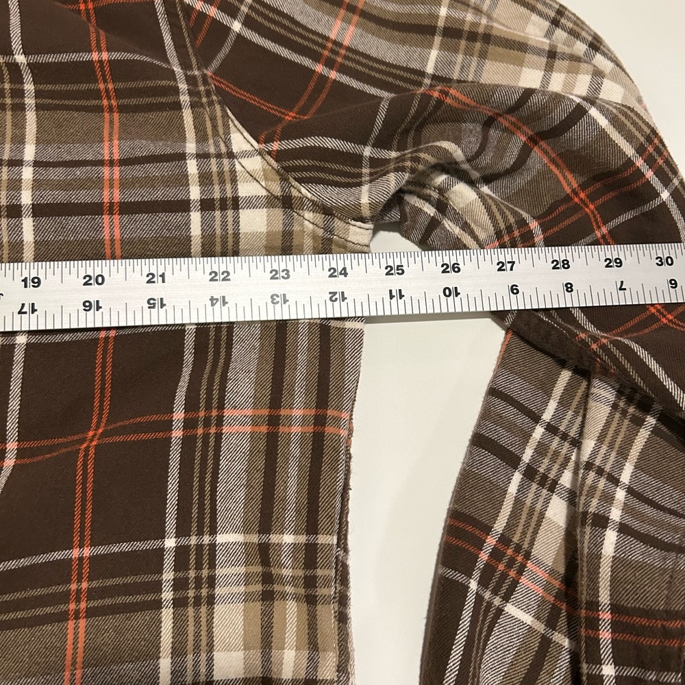 Vintage Roebuck & Co Pearl Snap Plaid Flannel Button-Down Shirt w/ Flaw - Picture 9 of 11